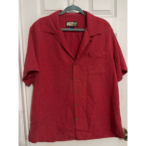 Men’s Large Havana Jacks Café Red Short Sleeve Hawaiian Shirt